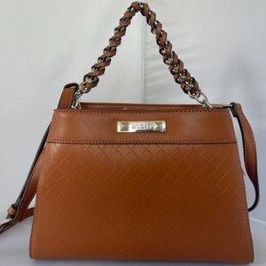 Guess tan group Hillsdale satchel Braid style top handle